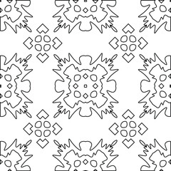 Geometric vector pattern with triangular elements. Seamless abstract ornament for wallpapers and backgrounds. Black and white colors. 
