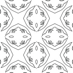 Geometric vector pattern with triangular elements. Seamless abstract ornament for wallpapers and backgrounds. Black and white colors. 