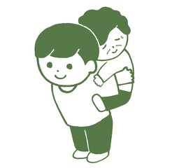 おばあさんを背負う人　男性
