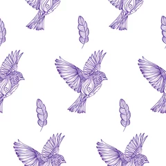 Rolgordijnen Vlinders prachtige lente naadloze patroon met een afbeelding van een vogel. Tropische motieven. Ideaal voor banners, flyers, achtergronden, prints, uitnodigingen, stoffen. EPS10