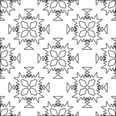 Fototapeta premium Geometric vector pattern with triangular elements. Seamless abstract ornament for wallpapers and backgrounds. Black and white colors. 