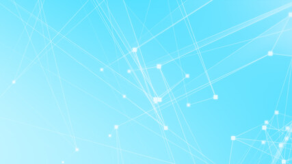 Abstract blue white polygon tech network with connect technology background. Abstract dots and lines texture background. 3d rendering.