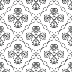  Geometric vector pattern with triangular elements. Seamless abstract ornament for wallpapers and backgrounds. Black and white colors.