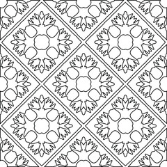  Geometric vector pattern with triangular elements. Seamless abstract ornament for wallpapers and backgrounds. Black and white colors.