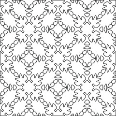  Geometric vector pattern with triangular elements. Seamless abstract ornament for wallpapers and backgrounds. Black and white colors.