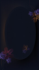 abstract dark background with lines and flowers