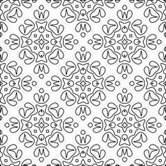  Geometric vector pattern with triangular elements. Seamless abstract ornament for wallpapers and backgrounds. Black and white colors.