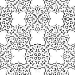  Geometric vector pattern with triangular elements. Seamless abstract ornament for wallpapers and backgrounds. Black and white colors. 
