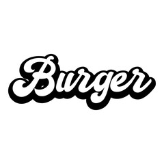 Logotipo con texto manuscrito Burger escrito a mano con sombra en color negro