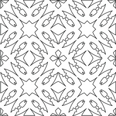  Geometric vector pattern with triangular elements. Seamless abstract ornament for wallpapers and backgrounds. Black and white colors.
