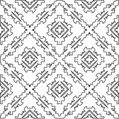  Geometric vector pattern with triangular elements. Seamless abstract ornament for wallpapers and backgrounds. Black and white colors.
