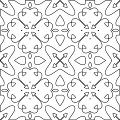  Geometric vector pattern with triangular elements. Seamless abstract ornament for wallpapers and backgrounds. Black and white colors.
