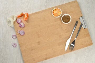 top view of cutting board isolated