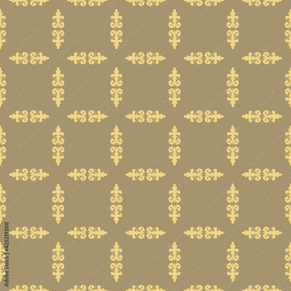 Aufkleber abstract of javelin tile pattern. design damask style yellow on light brown background. design print