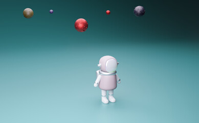 3d render. Astronaut exploring outer space. 3d rendering.