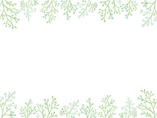 カスミソウのフレーム　水彩イラスト