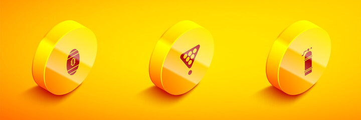 Set Isometric American Football ball, Billiard balls in rack triangle and Aqualung icon. Vector