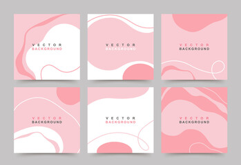 Set of pink abstract minimal trendy square template with space for text. Modern vector illustration for greeting cards, posters, invitations, banners, social media wallpapers and messages.