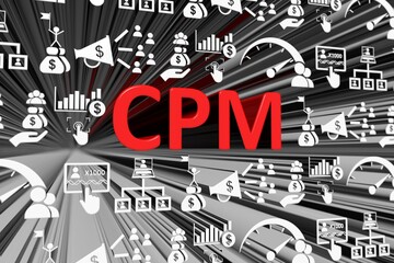 CPM concept blurred background 3d render illustration