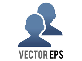 Vector dark blue silhouette heads of two people icon, represent users