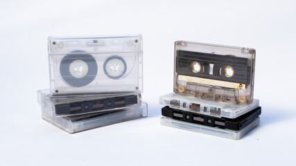 Retro audio tape cassette from 80s