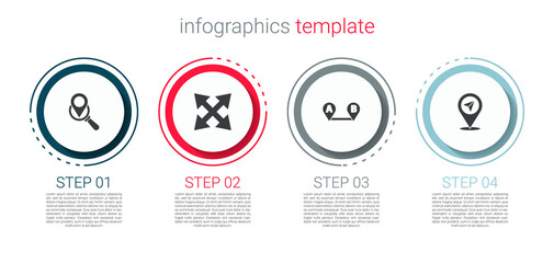 Set Search location, Road traffic sign, Route and Location. Business infographic template. Vector