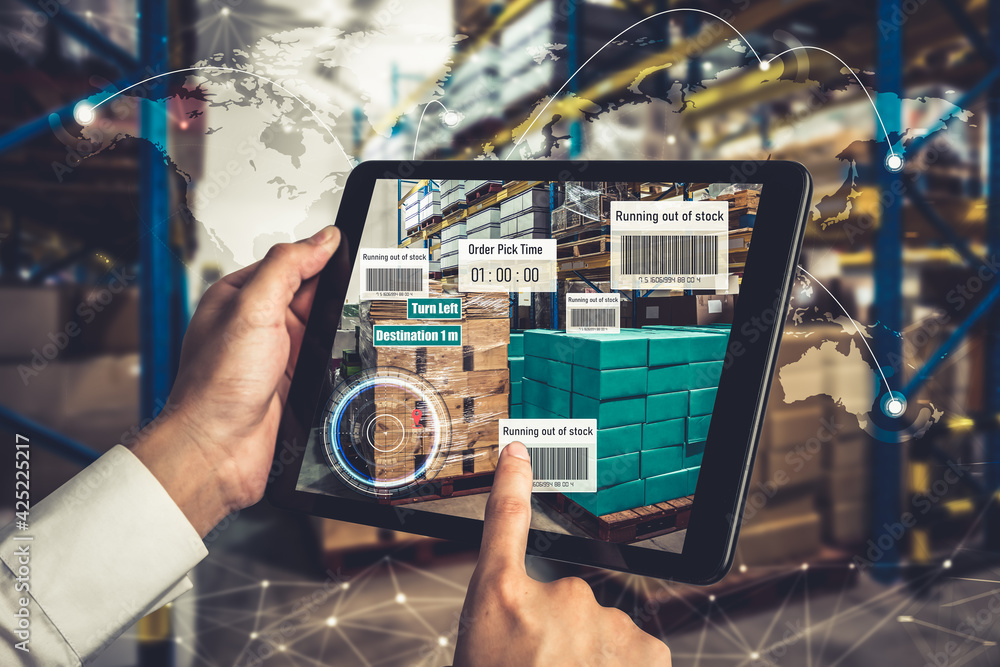 Poster smart warehouse management system using augmented reality technology to identify package picking and