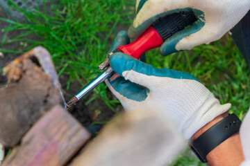 worker with screwdriver