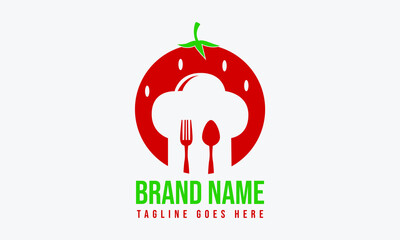 Food company strawberry logo design