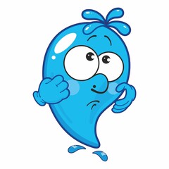 Water Drop Cartoon Mascot Character. Cute natural phenomena in cartoon style.