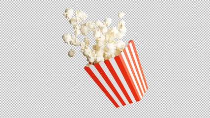 3d render of popcorn isolated on transparency with clipping path