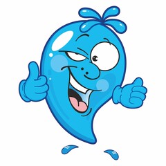 Water Drop Cartoon Mascot Character. Cute natural phenomena in cartoon style.