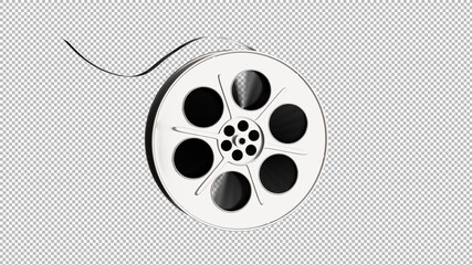 d render of film reel strip isolated on ransparency with clipping path