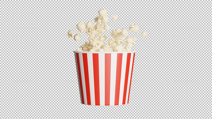 3d render of popcorn isolated on transparency with clipping path - obrazy, fototapety, plakaty