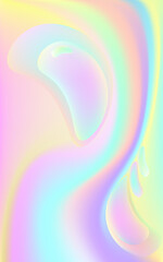 Holographic foil neon color poster. Trendy glitch bright color waves. Blur colorful pattern. Fluid art liquid ink vector illustration