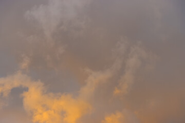 Yellow clouds during sunset.