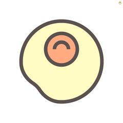 Fried egg vector icon. Delicious food to cooking in pan for eat. Consist of round yolk and egg white in top view. healthy with nutrition, protein from chicken for meal, breakfast in morning. 48x48 px.