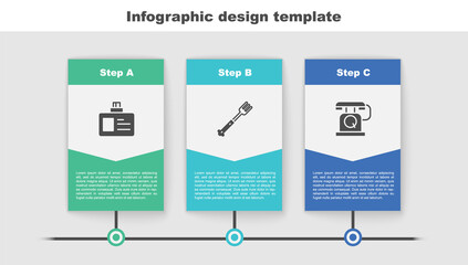 Set Identification badge, Fork and Telephone handset. Business infographic template. Vector