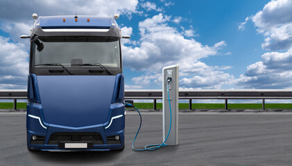 Electric truck with charging station. Concept	