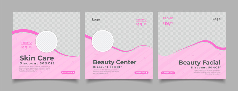 Beauty Center Makeup Social media post Banner Square Flyer Template Design