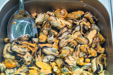 cooked seafood in assortment