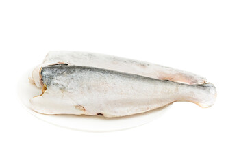 fish without head on a white background