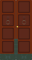 antique door with metal inserts and rivets and door knocker