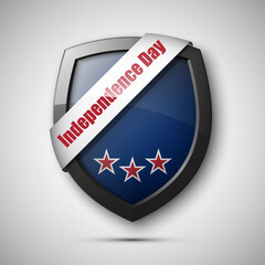 President's day shield banner with stars and stripes presentation. Independence Day shield icon with USA flag. Protect privacy badge. United States of American President holiday. Veterans Day shield