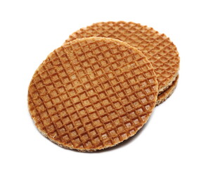 Dutch waffles with honey isolated on white background