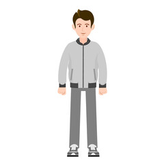 Guy in sports clothes. Vector image of a person in sportswear for animation. All the details are on separate layers with names. Editable strokes.