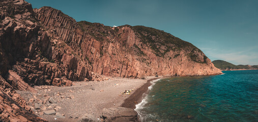 Panoramic beach under the cliff - 425245254
