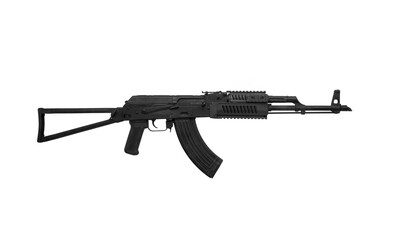 Soviet carbine in modern body kit isolate on a white background. Tuned automatic carbine of the USSR. Weapons for sports and self-defense.