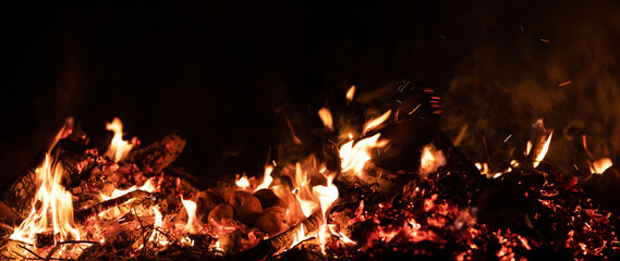 fire on a black background, Burning power