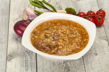 Caucasian Kharcho soup with beef meat